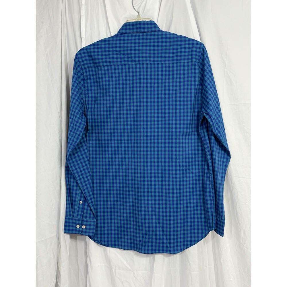 NWT Crown&Ivy Men's SzM Long Sleeve Button Down Shirt Blue‎ Plaid Cotton Spandex - Picture 3 of 16